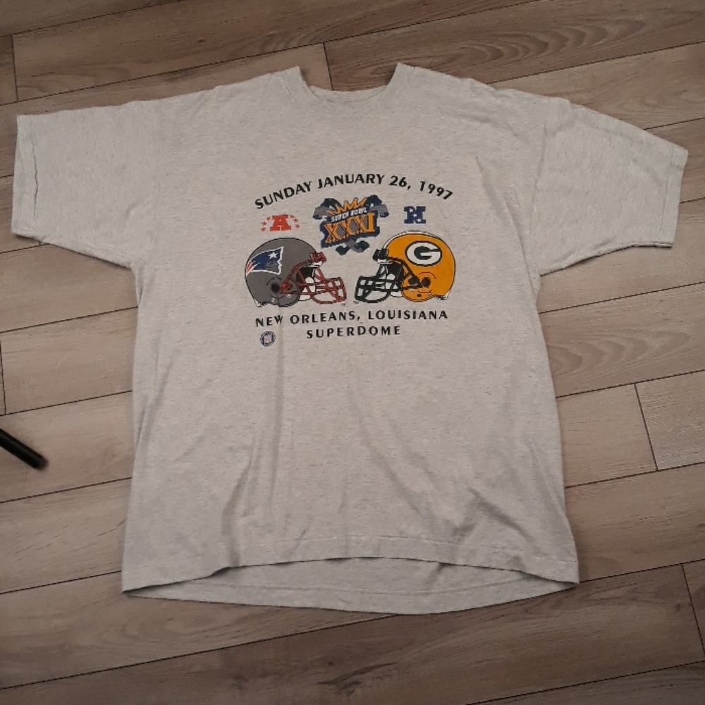 SUPER BOWL XXXI NFL New England vs Green Bay Single Stitch T Shirt‎ XL VTG 90s